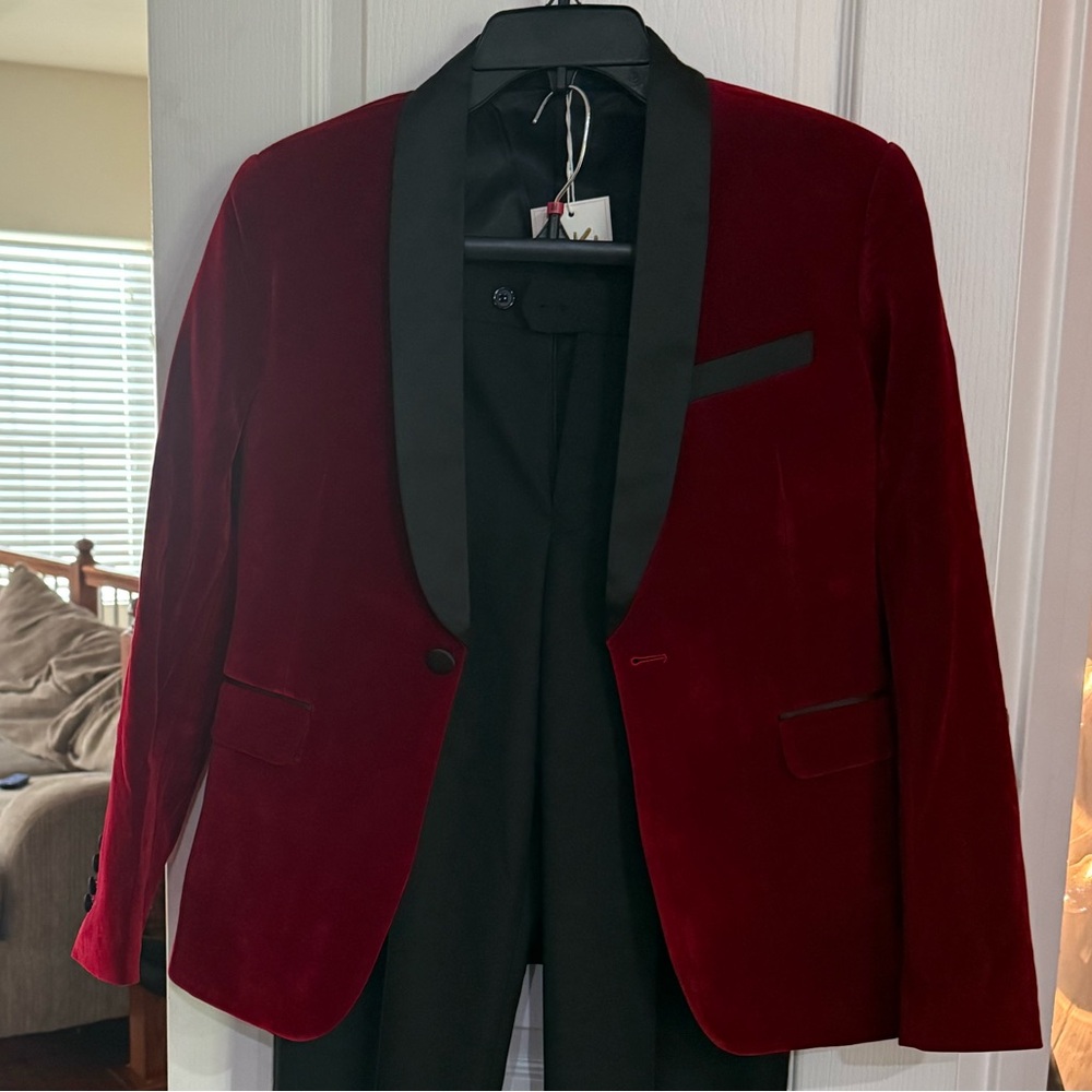 Elegant Red and Black Boys Blazer